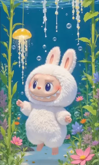 Playful Labubu animated